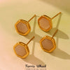 Wholesale French Retro Geometric Ferris Wheel Faceted Hexagonal Opal Stainless Steel Goldplated Women's Earrings