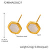 Wholesale French Retro Geometric Ferris Wheel Faceted Hexagonal Opal Stainless Steel Goldplated Women's Earrings