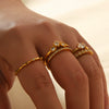 Wholesale French Retro Geometric Stainless Steel Electroplated Inlaid Zircon Open Ring For Women