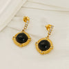 Wholesale French Retro Geometric Stainless Steel Electroplated Studded Earrings For Women