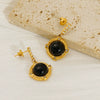 Wholesale French Retro Geometric Stainless Steel Electroplated Studded Earrings For Women