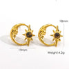 Wholesale French Retro Geometry Natural Stone Inlaid Stainless Steel Earrings