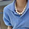 Wholesale French Retro Gradient Pearl Necklace With Geometric Design