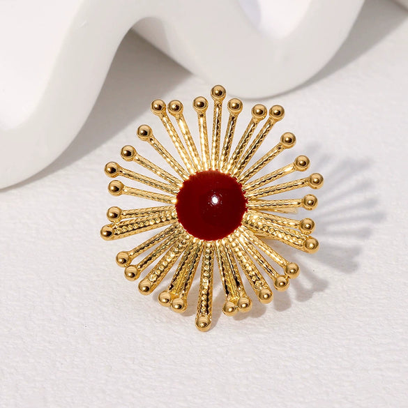 Wholesale French Retro High End Medieval Niche Personality Stainless Steel Open Ring For Women With Geometric Pattern Electroplating And Oil Pressure Processing