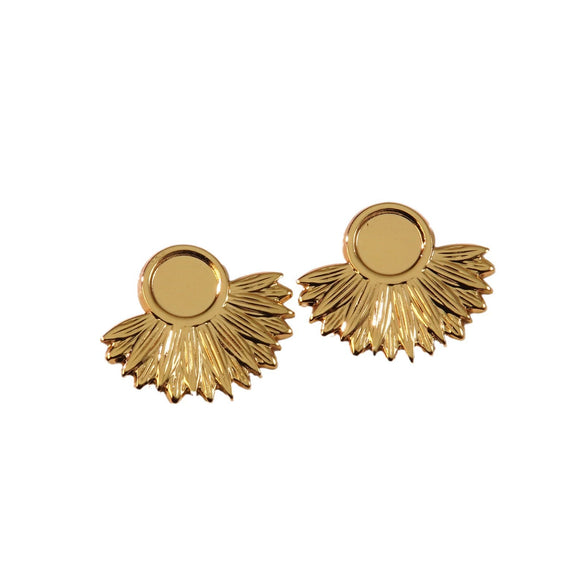 Wholesale French Retro Light Luxury Niche Stainless Steel Fanshaped Irregular Round Medieval Style Geometric Earrings With Stamping Process