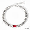 Wholesale French Retro Metal Bracelet With Cuban Chain Emerald Zircon Stainless Steel Geometric Styling Electroplating Treatment