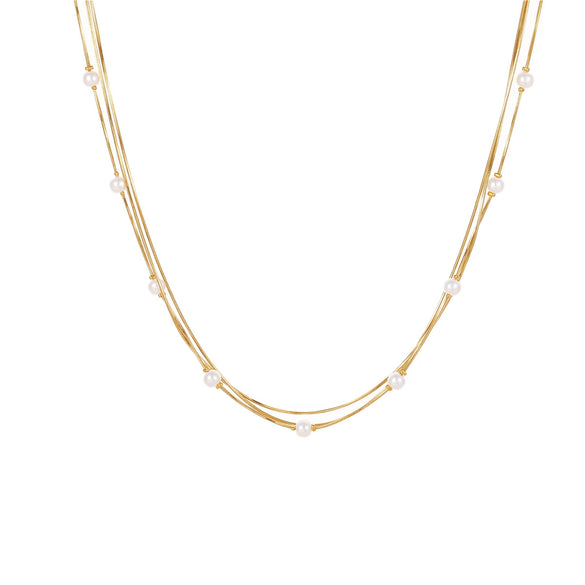 Wholesale French Retro Multilayered Stainless Steel Geometric Necklace For Women With Electroplating