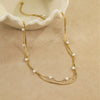 Wholesale French Retro Multilayered Stainless Steel Geometric Necklace For Women With Electroplating
