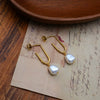 Wholesale French Retro Natural Minimalist Geometric Titanium Steel Electroplated Freshwater Pearl Earrings For Women
