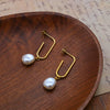 Wholesale French Retro Natural Minimalist Geometric Titanium Steel Electroplated Freshwater Pearl Earrings For Women