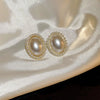 Wholesale French Retro Pearl Earrings With 925 Silver Needles Alloy Material Geometric Pattern And Diamondencrusted Design For Women