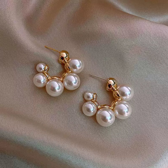 Wholesale French Retro Pearl Earrings With 925 Silver Needles Alloy Material Geometric Pattern And Diamondencrusted Design For Women