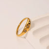 Wholesale French Retro Round Female Titanium Steel Ring Inlaid With White Zircon And Electroplated With 18K Gold Geometric Pattern
