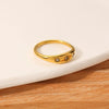 Wholesale French Retro Round Female Titanium Steel Ring Inlaid With White Zircon And Electroplated With 18K Gold Geometric Pattern