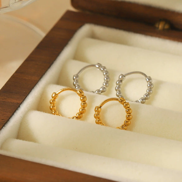 Wholesale French Retro Simple Geometric Stainless Steel Handthrown Ball Electroplated Earrings For Women