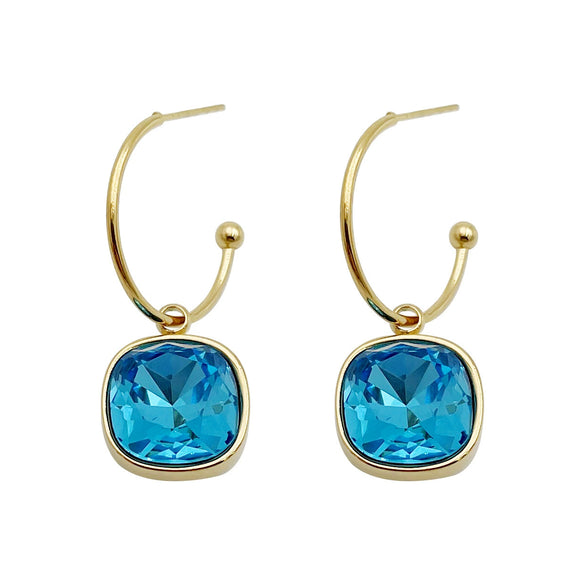 Wholesale French Retro Square Zircon Earrings Stainless Steel Electroplated For Women