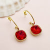 Wholesale French Retro Square Zircon Earrings Stainless Steel Electroplated For Women