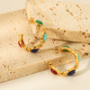 Wholesale French Retro Stainless Steel Cshaped Earrings With Inlaid Natural Stone 18K Goldplated By Vacuum Real Gold Electroplating In Pvd Furnace