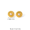 Wholesale French Retro Stainless Steel Flower Pearl Ear Studs For Women With Electroplating