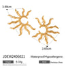 Wholesale French Retro Stainless Steel Geometric Half Hollow Sun Earrings Jewelry With Electroplating
