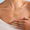 Wholesale French Retro Stainless Steel Geometric Half Hollow Sun Earrings Jewelry With Electroplating