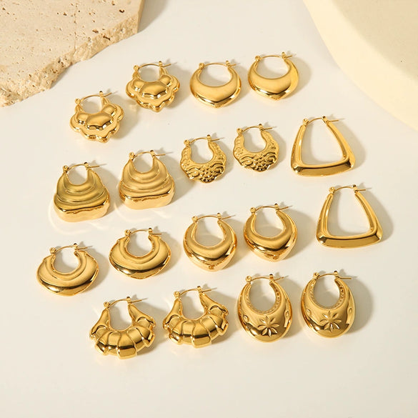 Wholesale French Retro Stainless Steel Heart Shaped Love Earrings With Vacuum Real Gold Electroplating In Pvd Furnace For Women