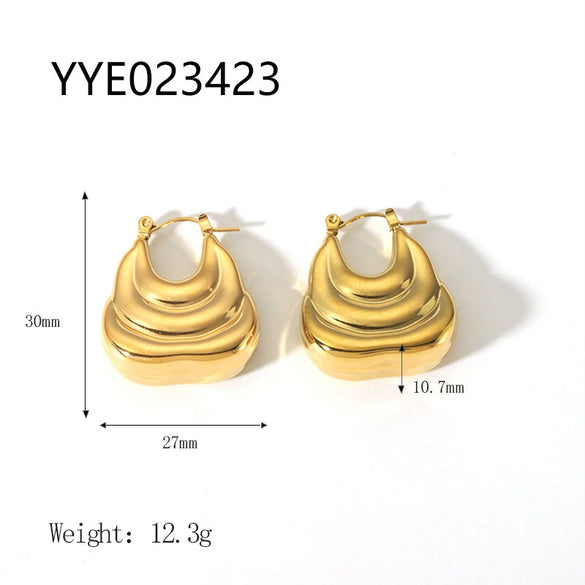Wholesale French Retro Stainless Steel Heart Shaped Love Earrings With Vacuum Real Gold Electroplating In Pvd Furnace For Women