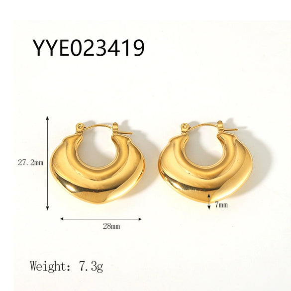 Wholesale French Retro Stainless Steel Heart Shaped Love Earrings With Vacuum Real Gold Electroplating In Pvd Furnace For Women