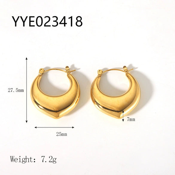 Wholesale French Retro Stainless Steel Heart Shaped Love Earrings With Vacuum Real Gold Electroplating In Pvd Furnace For Women