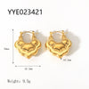 Wholesale French Retro Stainless Steel Heart Shaped Love Earrings With Vacuum Real Gold Electroplating In Pvd Furnace For Women