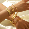 Wholesale French Retro Stainless Steel Open Bracelet For Women 18K Gold Plated With Vacuum Real Gold Electroplating In Pvd Furnace
