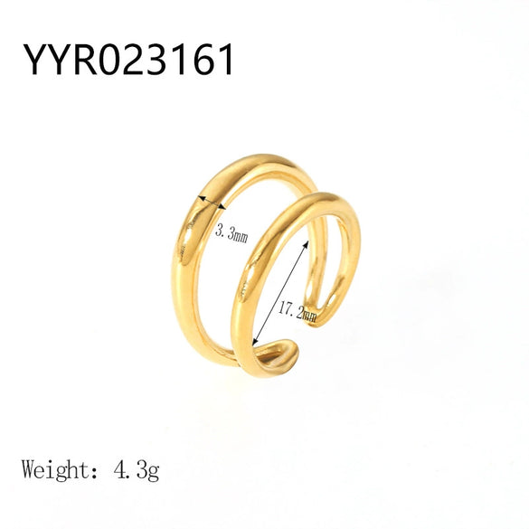 Wholesale French Retro Stainless Steel Ring With Geometric Design 18K Gold Plated By Vacuum Real Gold Electroplating In Pvd Furnace For Women