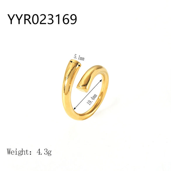Wholesale French Retro Stainless Steel Ring With Geometric Design 18K Gold Plated By Vacuum Real Gold Electroplating In Pvd Furnace For Women