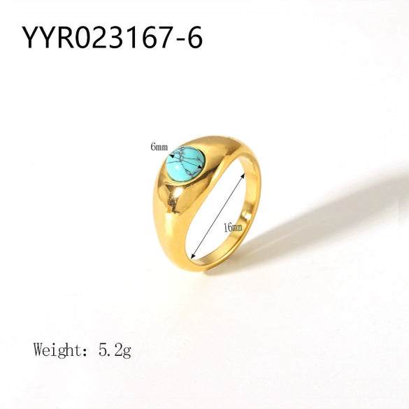 Wholesale French Retro Stainless Steel Ring With Geometric Design 18K Gold Plated By Vacuum Real Gold Electroplating In Pvd Furnace For Women