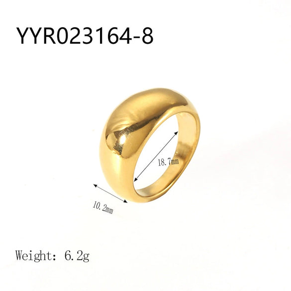 Wholesale French Retro Stainless Steel Ring With Geometric Design 18K Gold Plated By Vacuum Real Gold Electroplating In Pvd Furnace For Women
