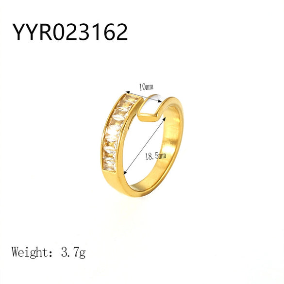 Wholesale French Retro Stainless Steel Ring With Geometric Design 18K Gold Plated By Vacuum Real Gold Electroplating In Pvd Furnace For Women