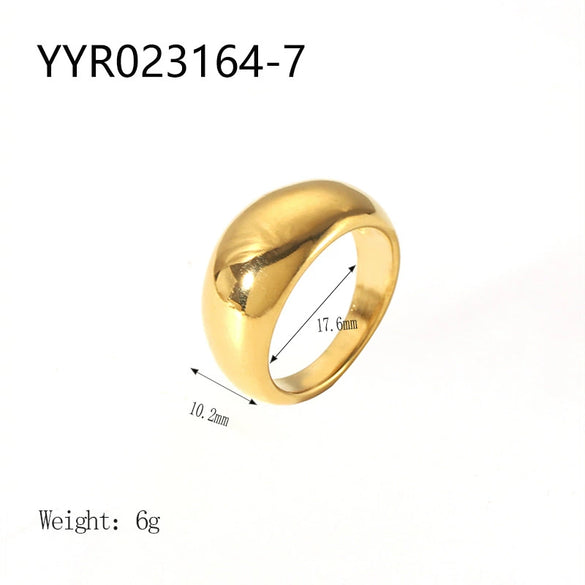Wholesale French Retro Stainless Steel Ring With Geometric Design 18K Gold Plated By Vacuum Real Gold Electroplating In Pvd Furnace For Women