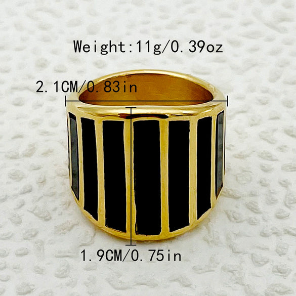 Wholesale French Retro Stainless Steel Ring With Geometric Pattern And Electroplating Treatment For Women