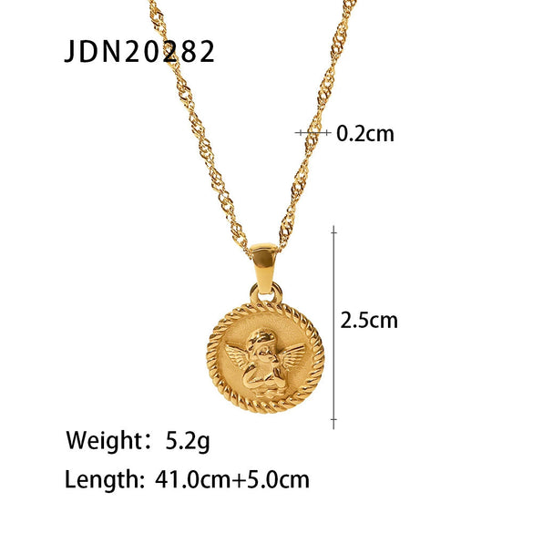 Wholesale French Retro Star Pendant Necklace Titanium Steel Water Ripple Chain Inlaid Zircon Geometric Design For Women