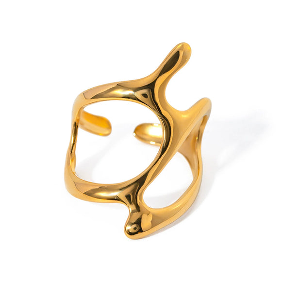 Wholesale French Retro Style Irregular Geometric Opening Ring Titanium Steel Stainless Steel Electroplated Jewelry For Women