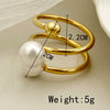 Wholesale French Retro Style Multilayer Freshwater Pearl Gold Bead Ring Stainless Steel Electroplated Handpiece