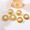 Wholesale French Retro Style Pleated Inlaid Pearl Earrings For Women Titanium Steel With 18K Vacuum Plating In Furnace And Electroplating