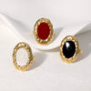 Wholesale French Retro Style Round Women's Stainless Steel Oil Dripping Ring With Geometric Pattern And Electroplating