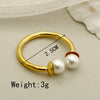 Wholesale French Retro Style Stainless Steel Doubleheaded Ring With Freshwater Pearls For Women