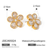 Wholesale French Retro Style Stainless Steel Flowershaped Zircon Earrings With Electroplating For Women