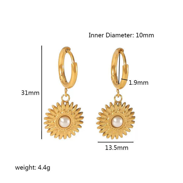 Wholesale French Retro Style Stainless Steel Sunflower Earrings For Women With Electroplating