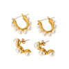 Wholesale French Retro Style Stainless Steel Ushaped Electroplated Pearl Earrings For Women