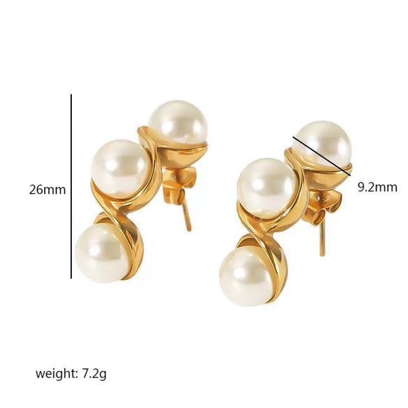 Wholesale French Retro Style Stainless Steel Ushaped Electroplated Pearl Earrings For Women