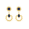 Wholesale French Retro Temperament Women's Earrings Stainless Steel With Mosaic Lapis Lazuli And Geometric Pattern Pvd Furnace Real Gold Process