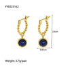 Wholesale French Retro Temperament Women's Earrings Stainless Steel With Mosaic Lapis Lazuli And Geometric Pattern Pvd Furnace Real Gold Process